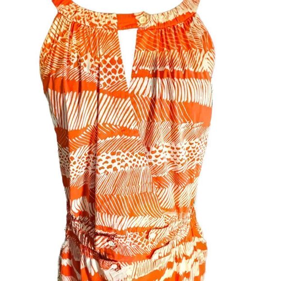 Bcbgmaxazria Orange & White Sleeveless Summer Dress Size Small - Picture 5 of 5